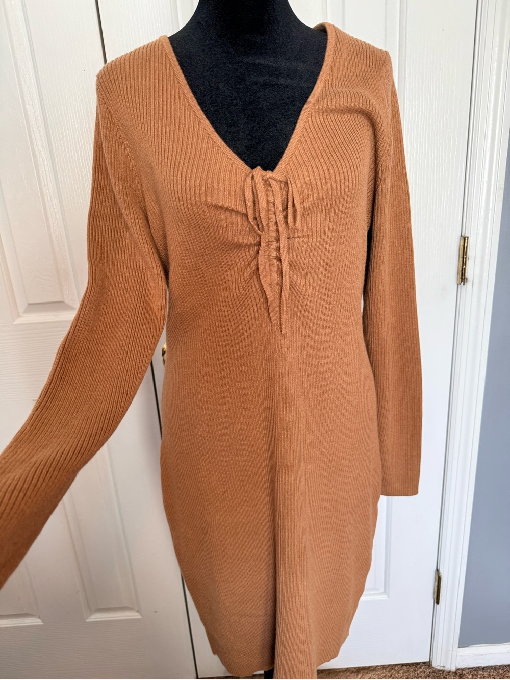 Madewell Tie-Front Ruched Bodycon Mini Dress XL Heather Cedar NWT